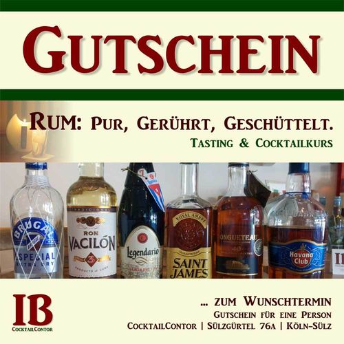 Gutschein: Rum: Pur, gerührt, geschüttelt. Rum-Tasting & Cocktailkurs in Köln.